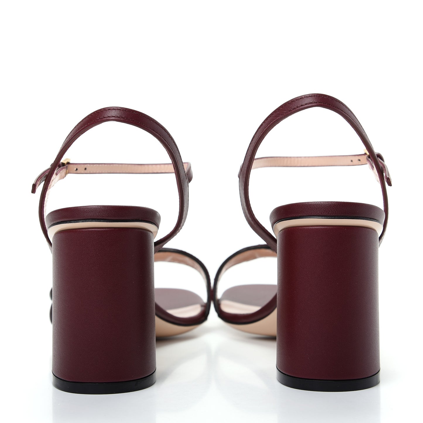 Lifford Calfskin GG Marmont Ankle Wrap 75mm Sandals 38.5 Vintage Bordeaux