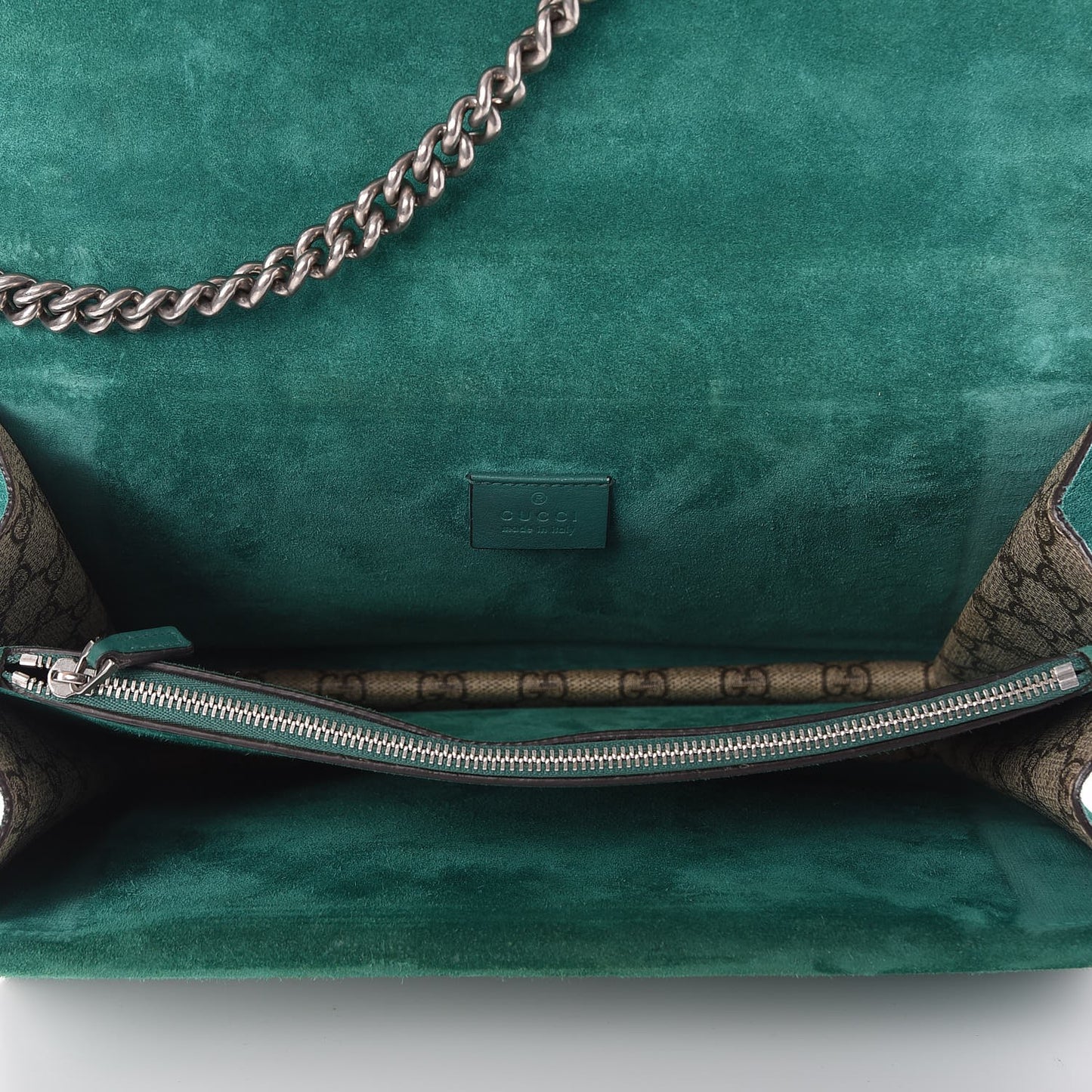 GG Supreme Monogram Embroidered Medium Dionysus Shoulder Bag Emerald