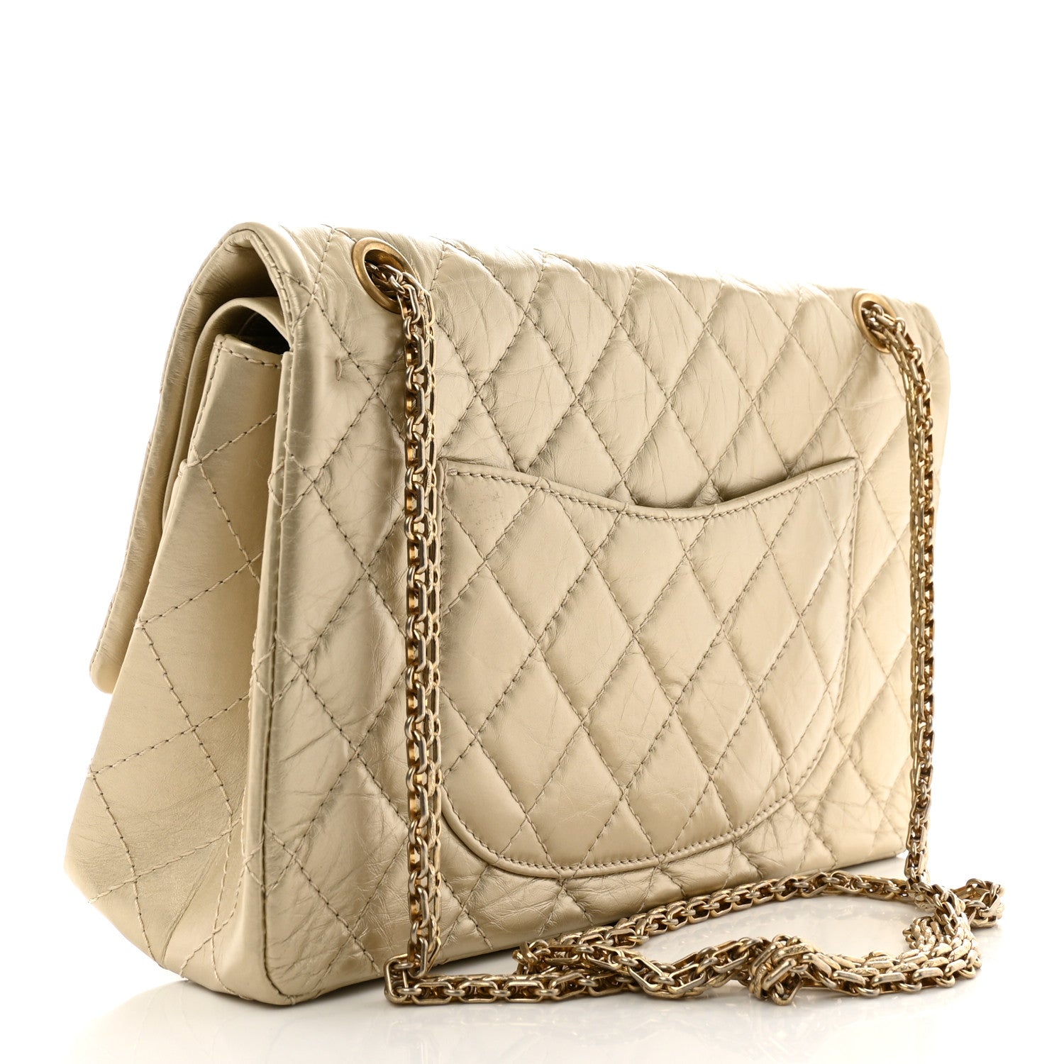 Chanel Metallic Aged Calfskin Quilted 2.55 Reissue 226 Flap Pale Gold 3 of 13