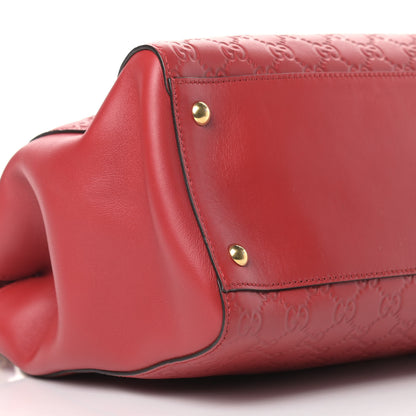 Gucci Soft Guccissima Signature Large Shoulder Tote Bag Hibiscus Red 8 of 9
