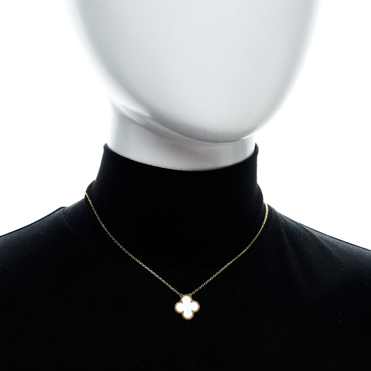 Van Cleef & Arpels 18K Yellow Gold Mother of Pearl Vintage Alhambra Pendant Necklace 2 of 5