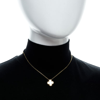 Van Cleef & Arpels 18K Yellow Gold Mother of Pearl Vintage Alhambra Pendant Necklace 2 of 5