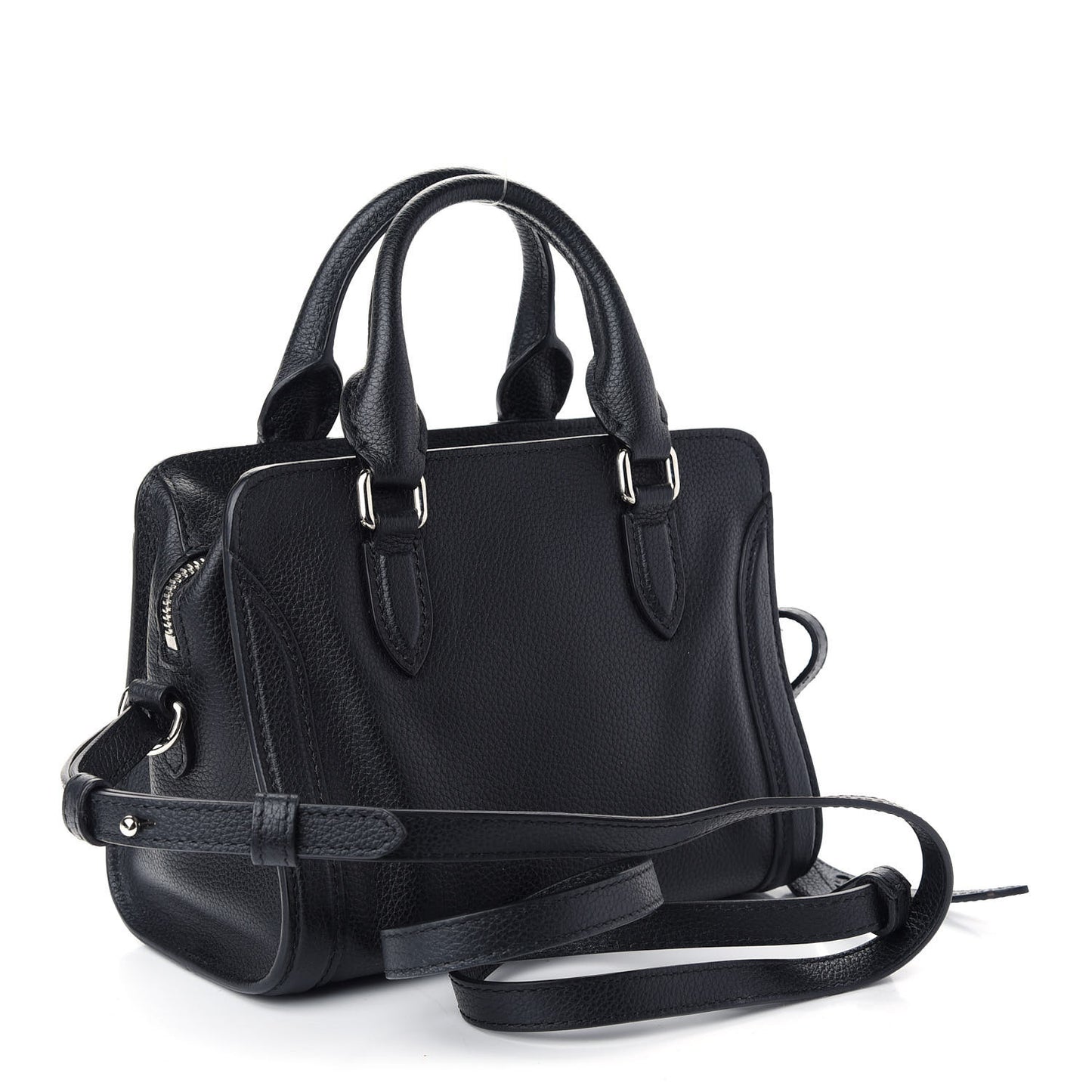 Pebbled Calfskin Mini Padlock Tote Black