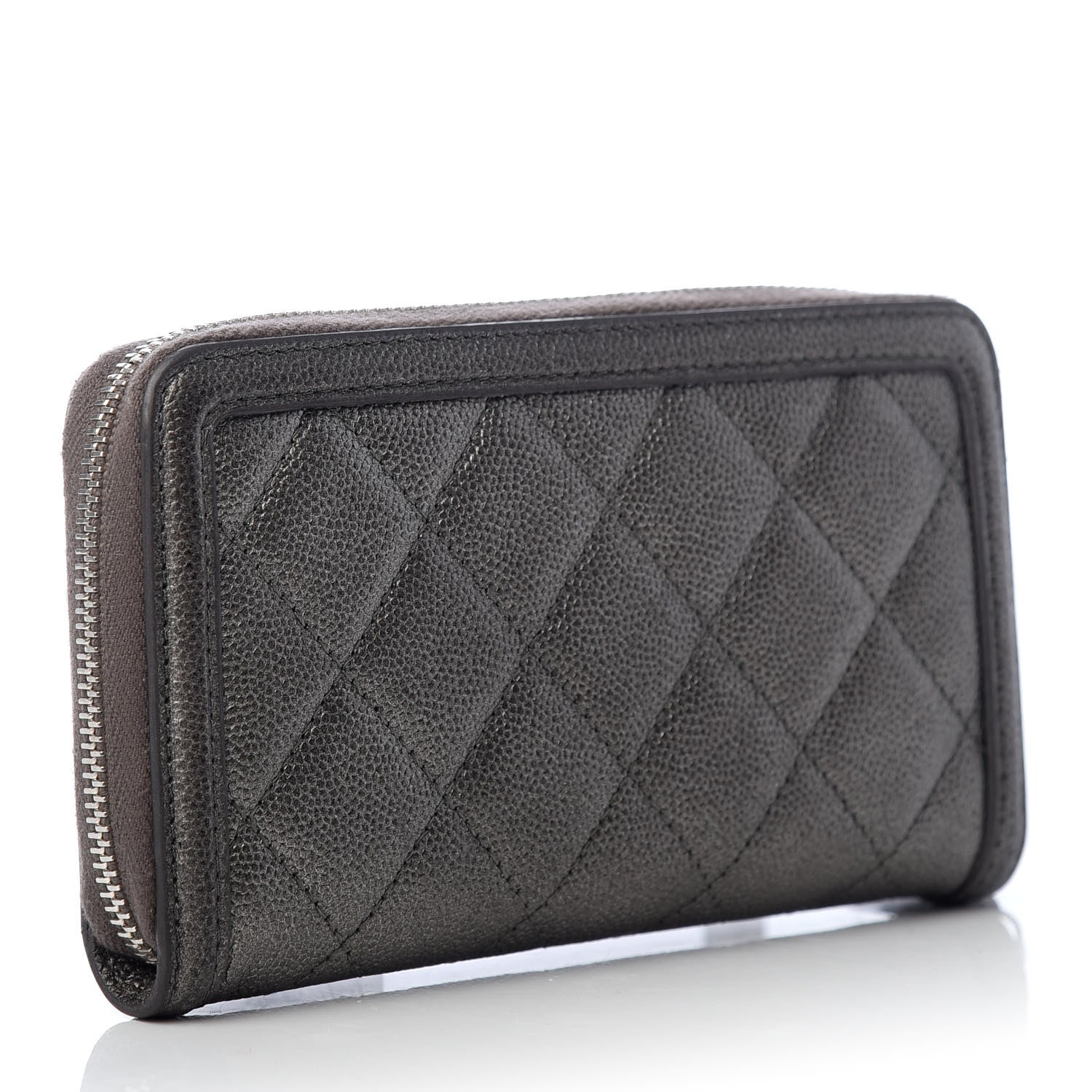Chanel Caviar Quilted Medium Filigree Zip Around Wallet Dark Silver 3 of 9