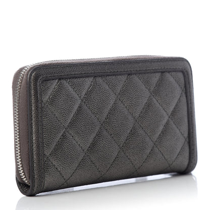 Chanel Caviar Quilted Medium Filigree Zip Around Wallet Dark Silver 3 of 9