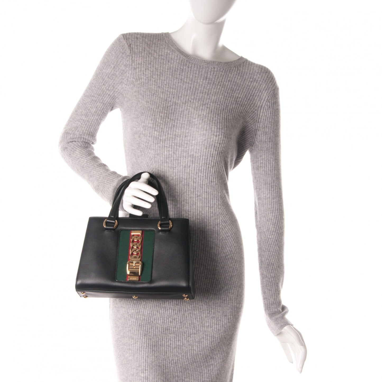 Calfskin Medium Sylvie Top Handle Tote Black