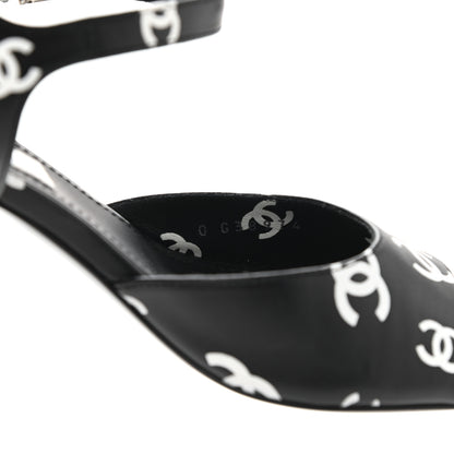 Chanel Printed Lambskin CC Sandals 36 Black White 8 of 10