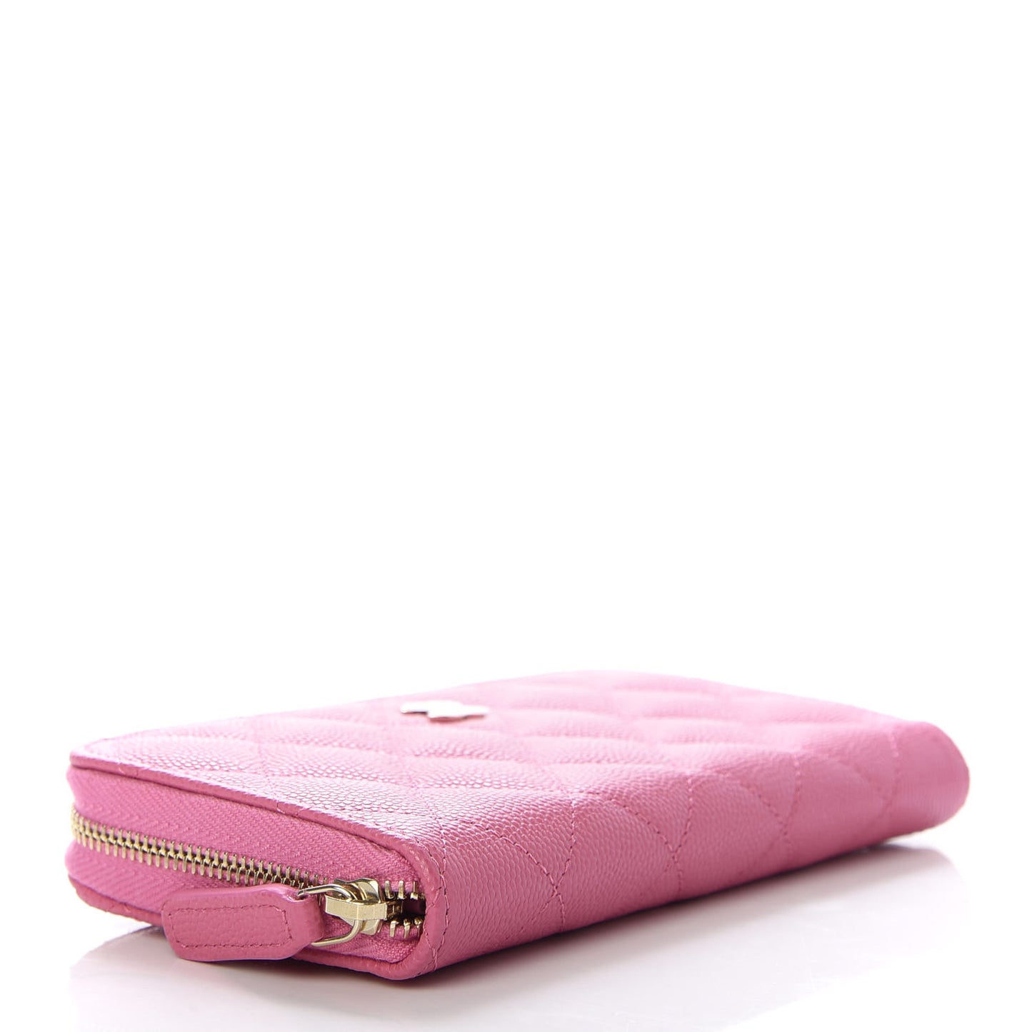 Caviar Quilted Medium Zip Around Wallet Pink