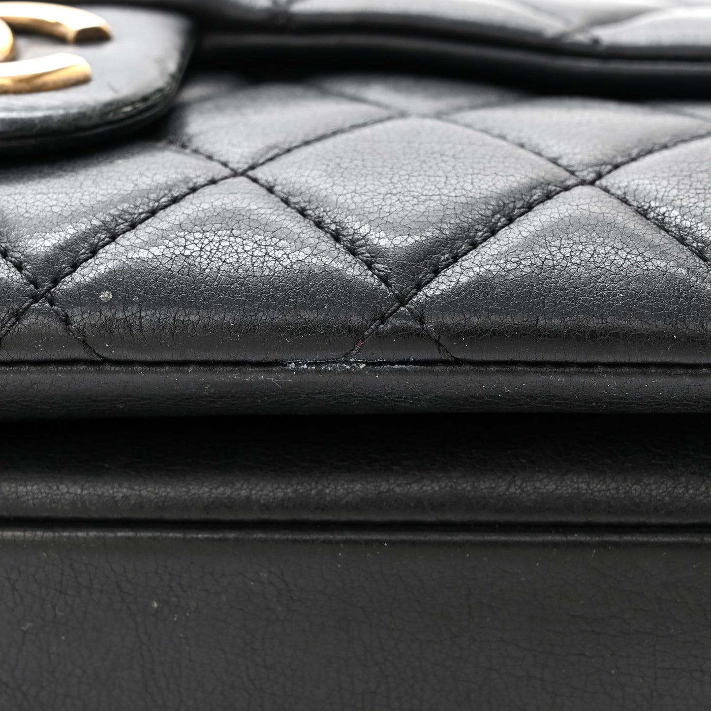 Calfskin Quilted Medium CC Crown Flap Black