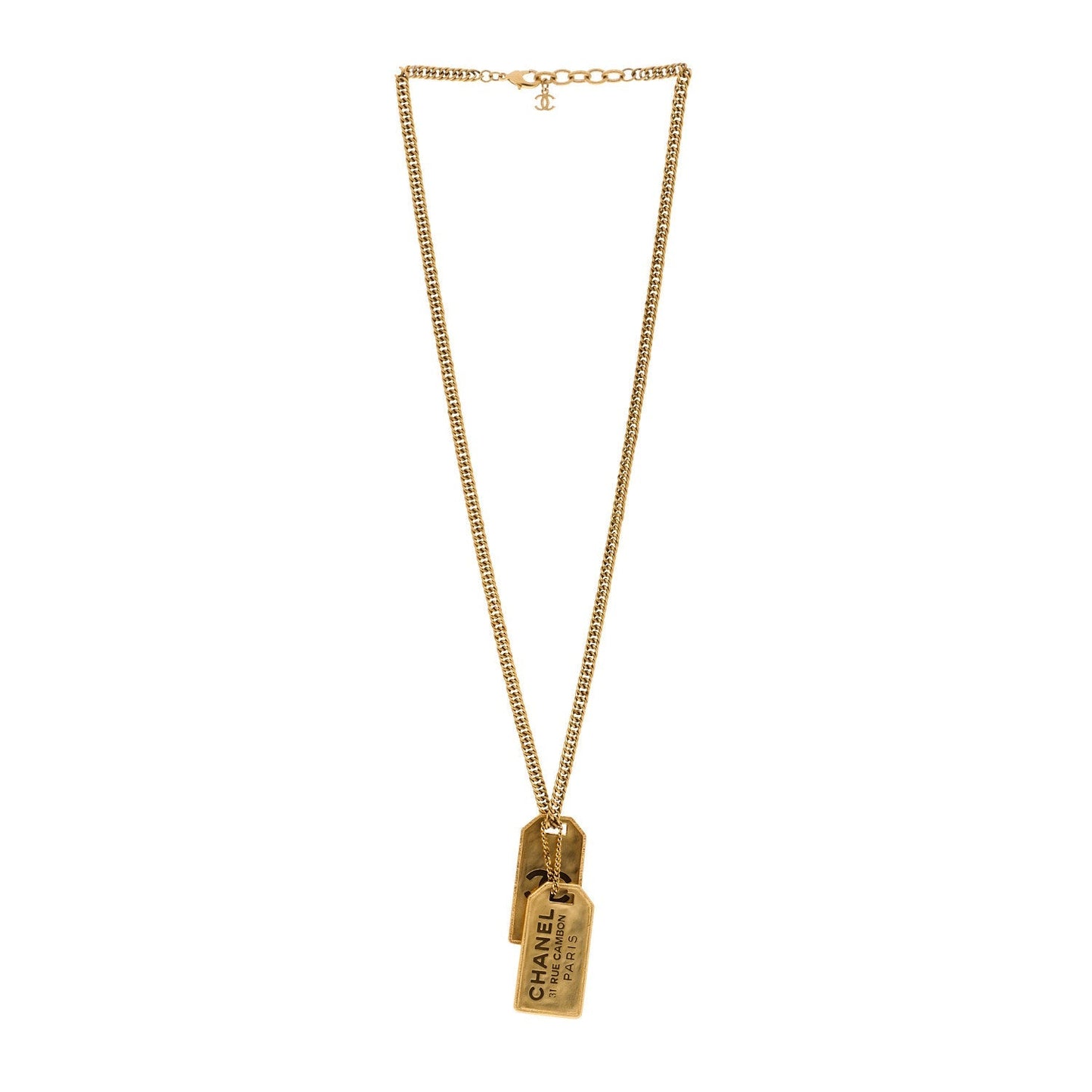 ID Dog Tag Charm Necklace Gold