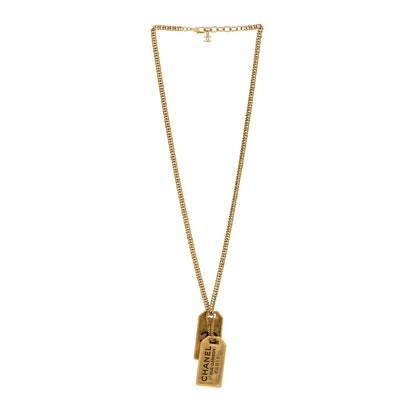 Chanel ID Dog Tag Charm Necklace Gold 3 of 4