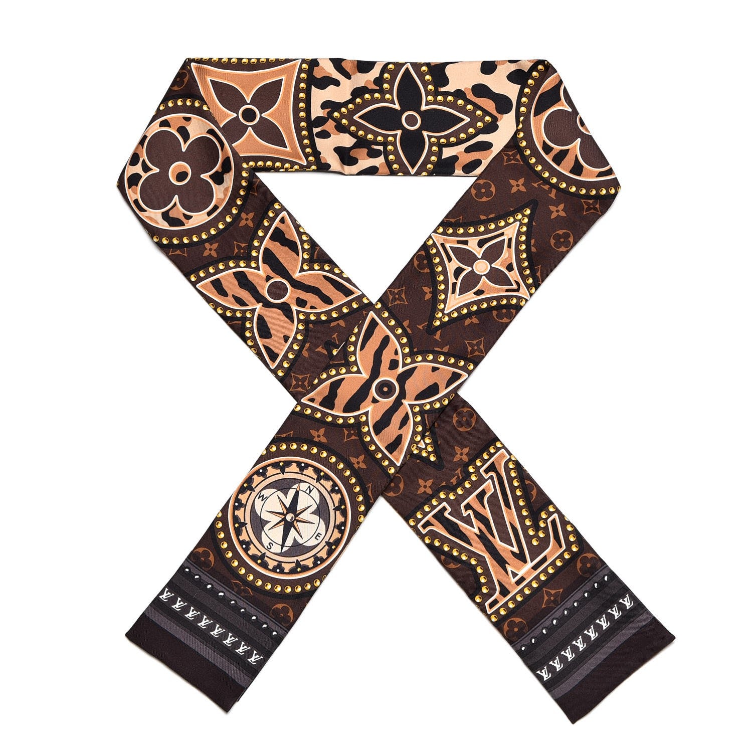 Louis Vuitton Silk Monogram LV World Bandeau Brown 1 of 5