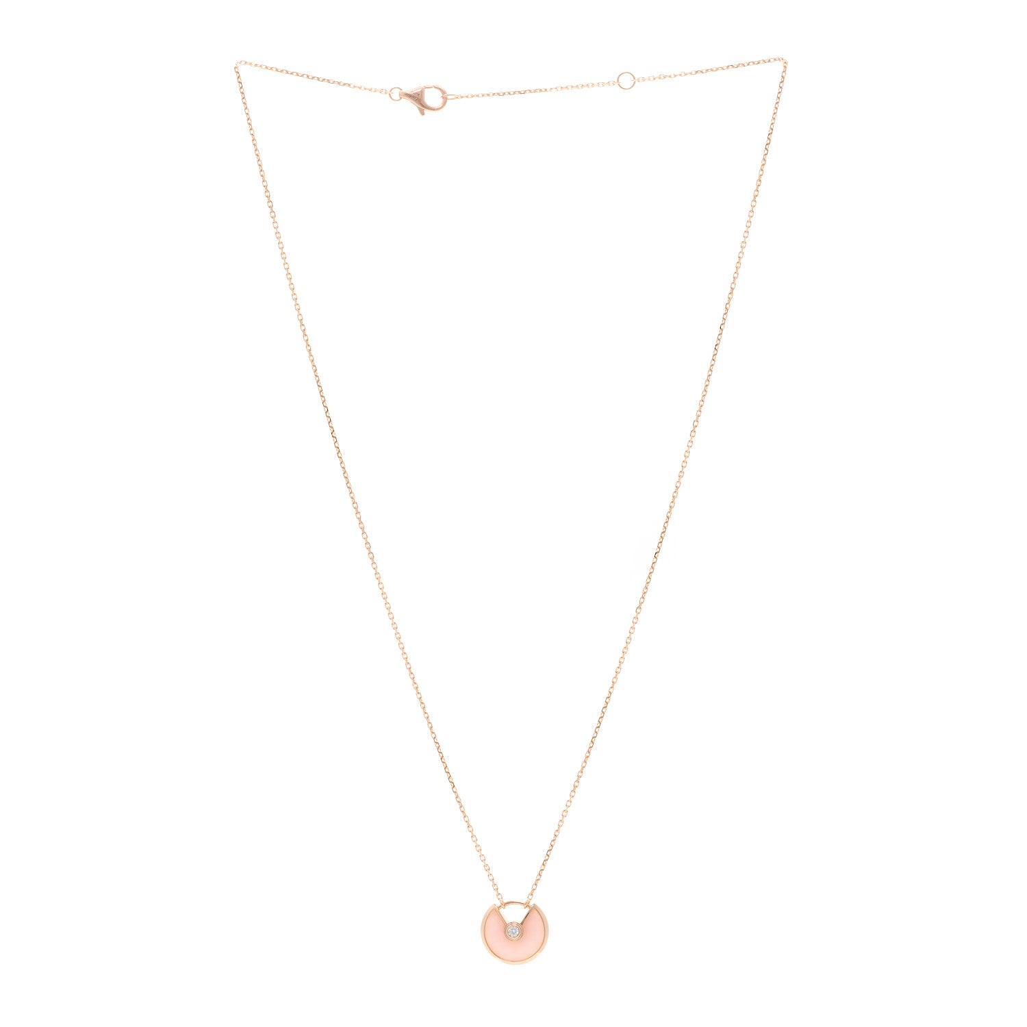 Cartier 18K Pink Gold Diamond Pink Opal XS Amulette de Cartier Pendant Necklace 3 of 4