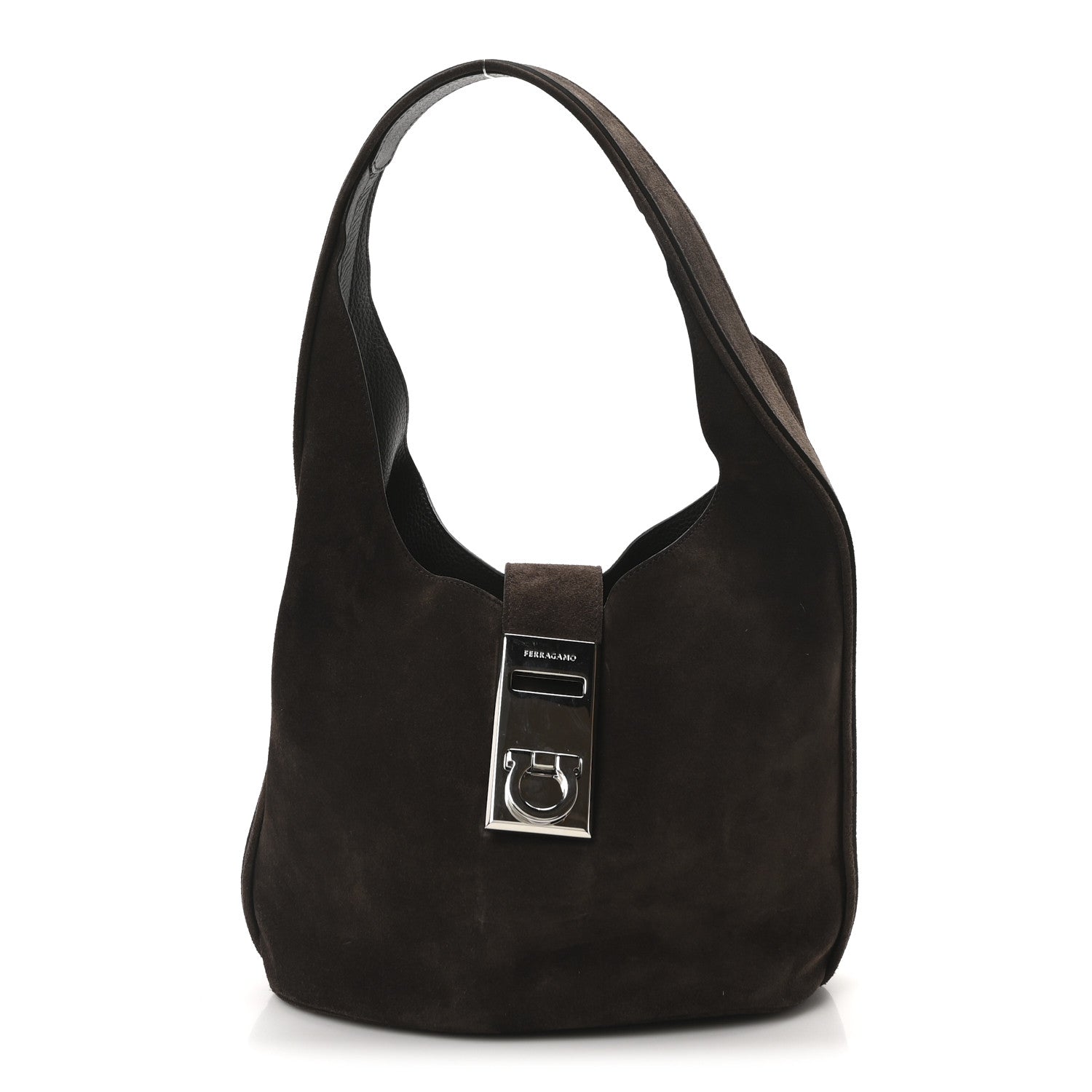 Salvatore Ferragamo Calfskin Suede Medium Archivo Gancio Hobo Testa di Moro 1 of 11