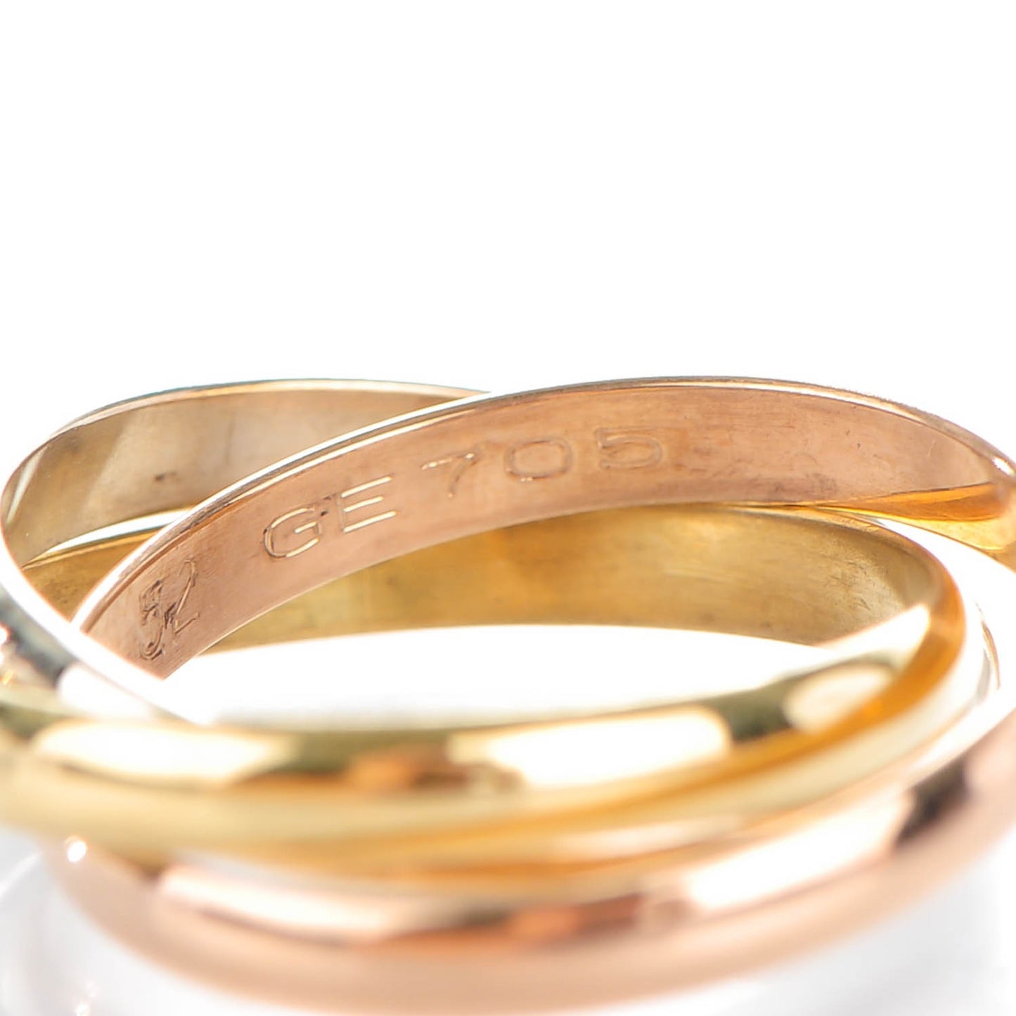 18K Pink Yellow White Gold Small Trinity Ring 52 6
