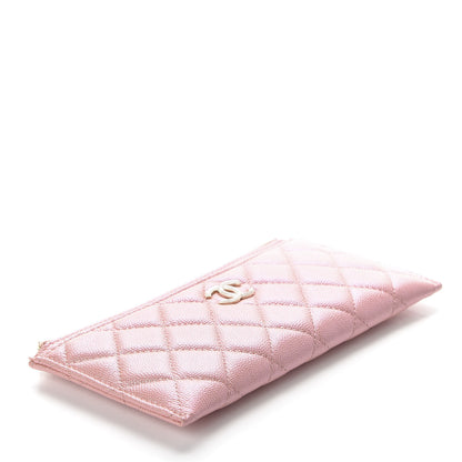 Chanel Iridescent Caviar Quilted Classic Zip Pouch Rose Pink 4 of 8