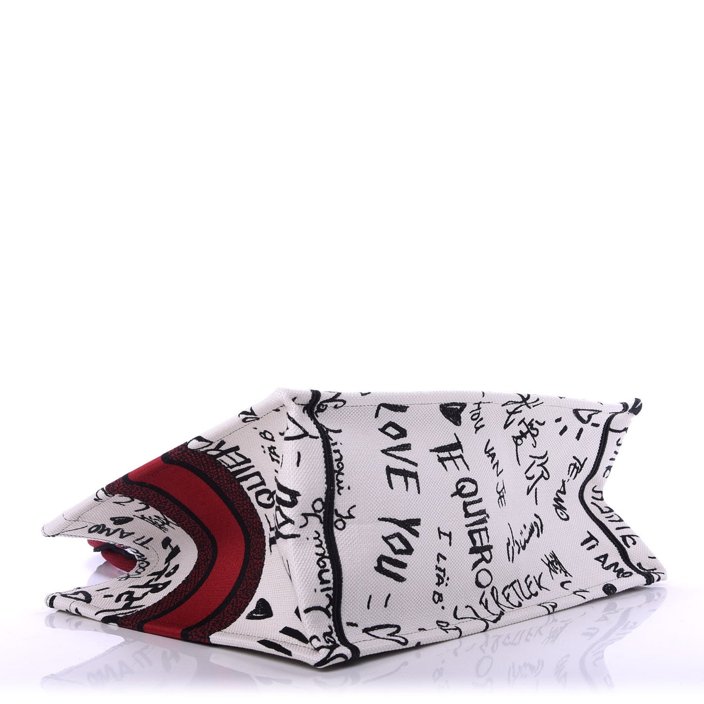Canvas Embroidered Medium Dioramour Graffiti Book Tote Latte Multicolor
