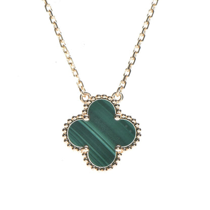 Van Cleef & Arpels 18K Yellow Gold Malachite Vintage Alhambra Pendant Necklace 4 of 9