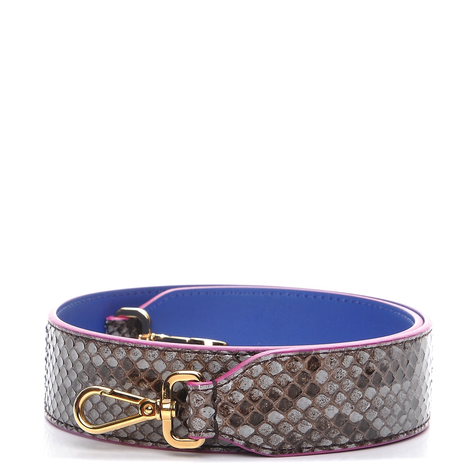 Fendi Shiny Python Vitello Dolce Strap You Asfalto Blue Neon 1 of 5