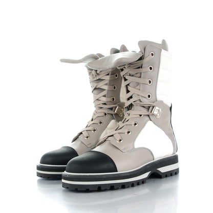 Chanel Calfskin Nylon Quilted Boots 38 White Grey Black 3 of 9
