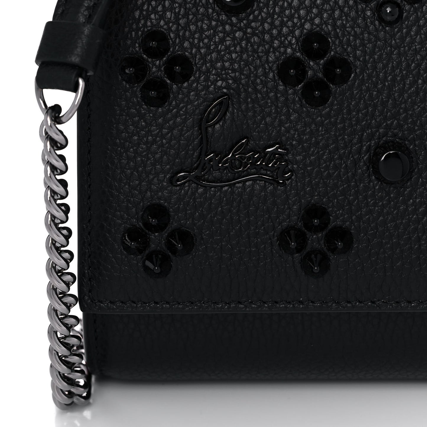 Calfskin Spikes Loubinthesky Paloma Clutch Black