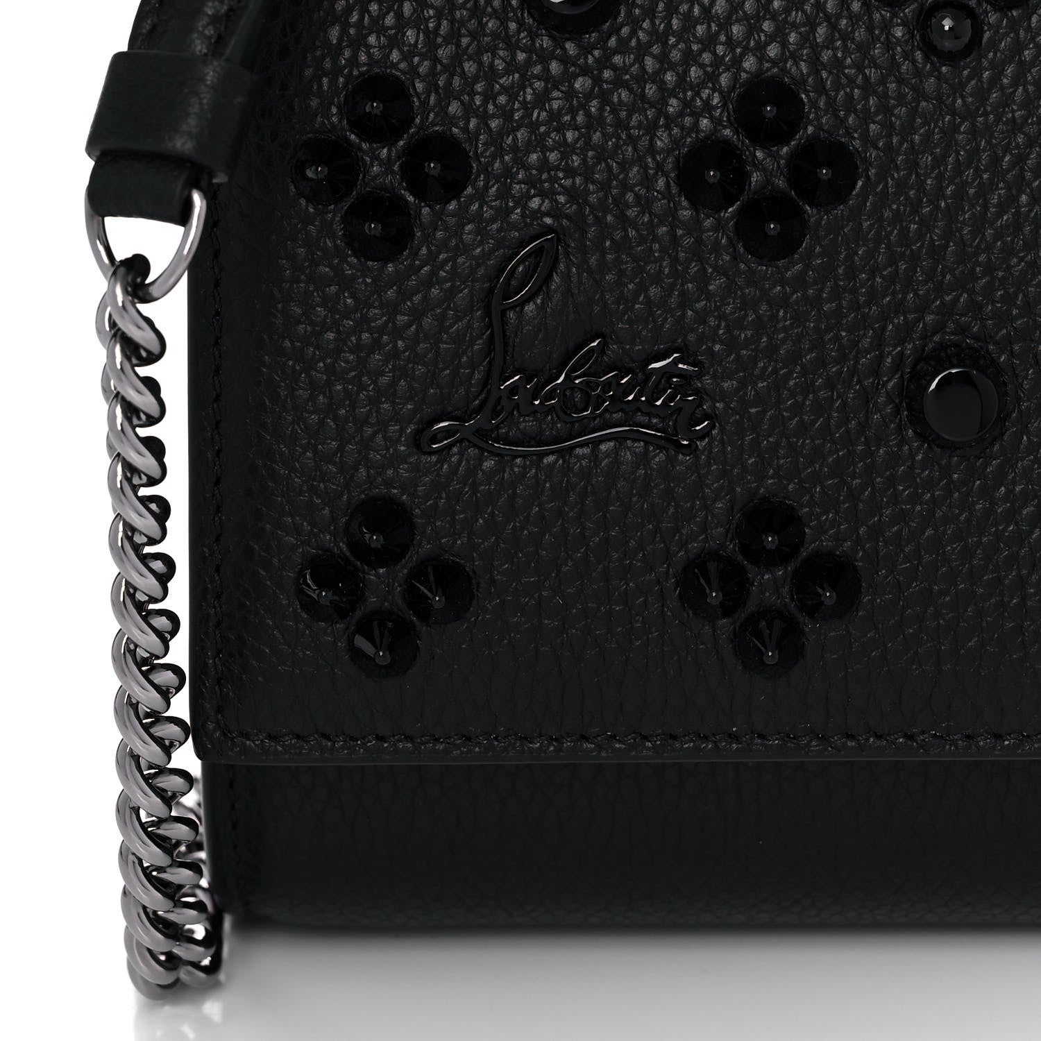 Christian Louboutin Calfskin Spikes Loubinthesky Paloma Clutch Black 10 of 13