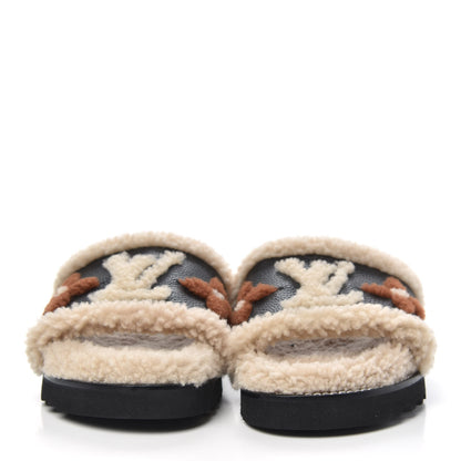 Louis Vuitton Shearling Calfskin Paseo Flat Comfort Mule 38 Beige 2 of 9