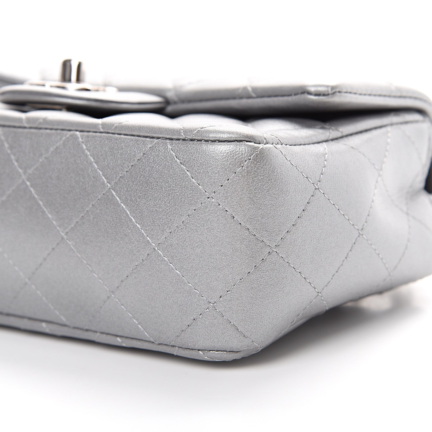 Chanel Metallic Lambskin Quilted Mini Rectangular Flap Silver 9 of 10