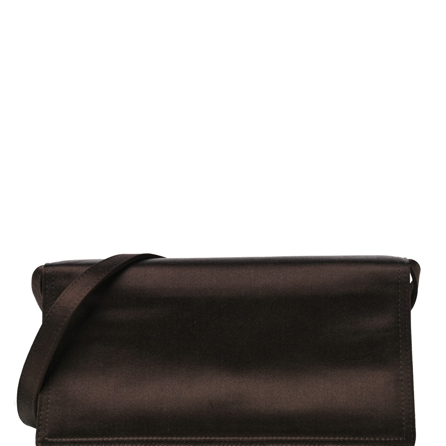 Satin Flap Clutch Bag Brown