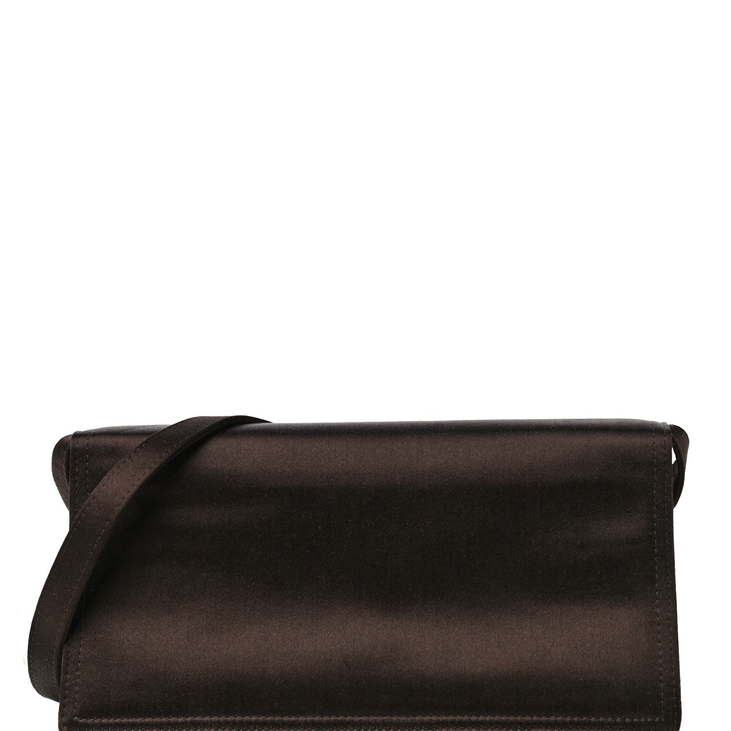 Prada Satin Flap Clutch Bag Brown 8 of 12