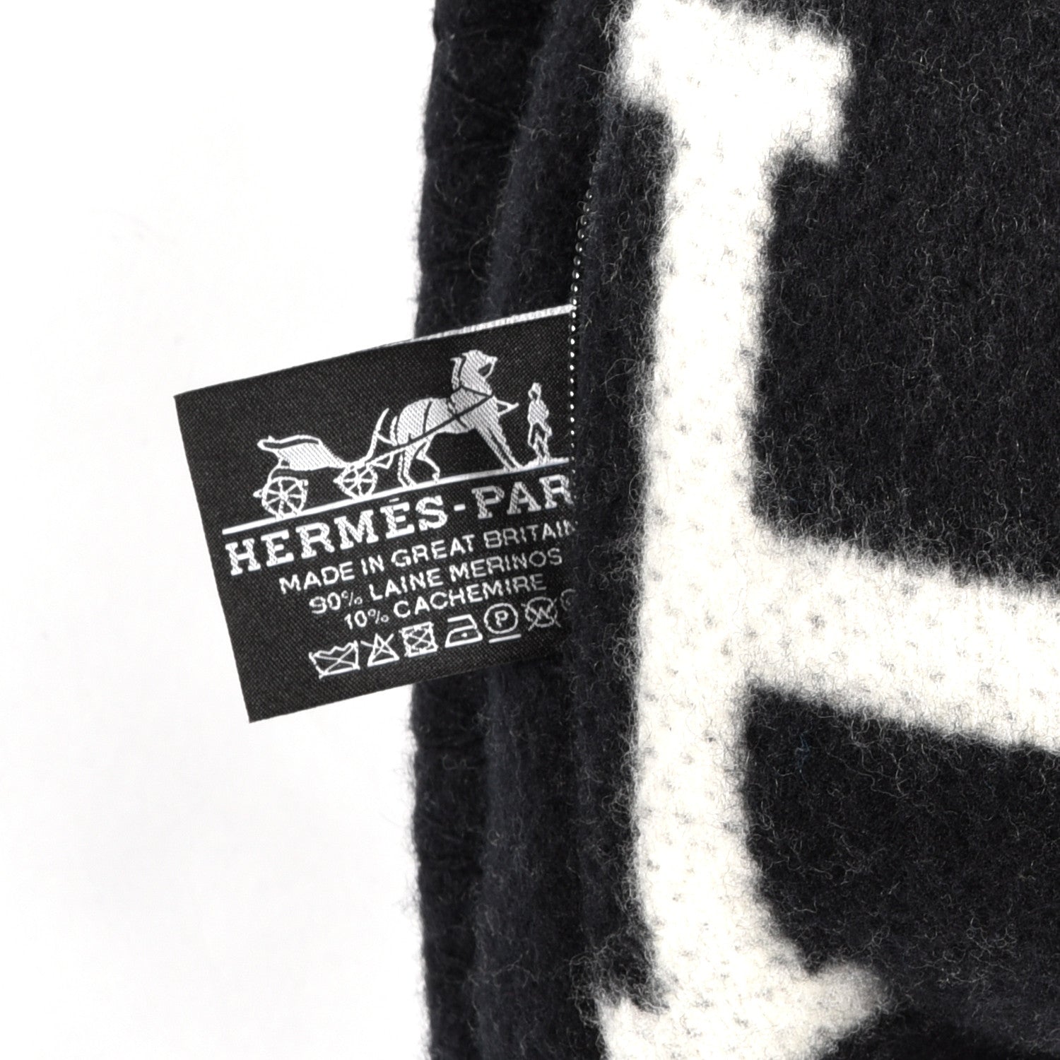 Hermes Wool Cashmere Avalon III Pillow PM Ecru Black 3 of 3