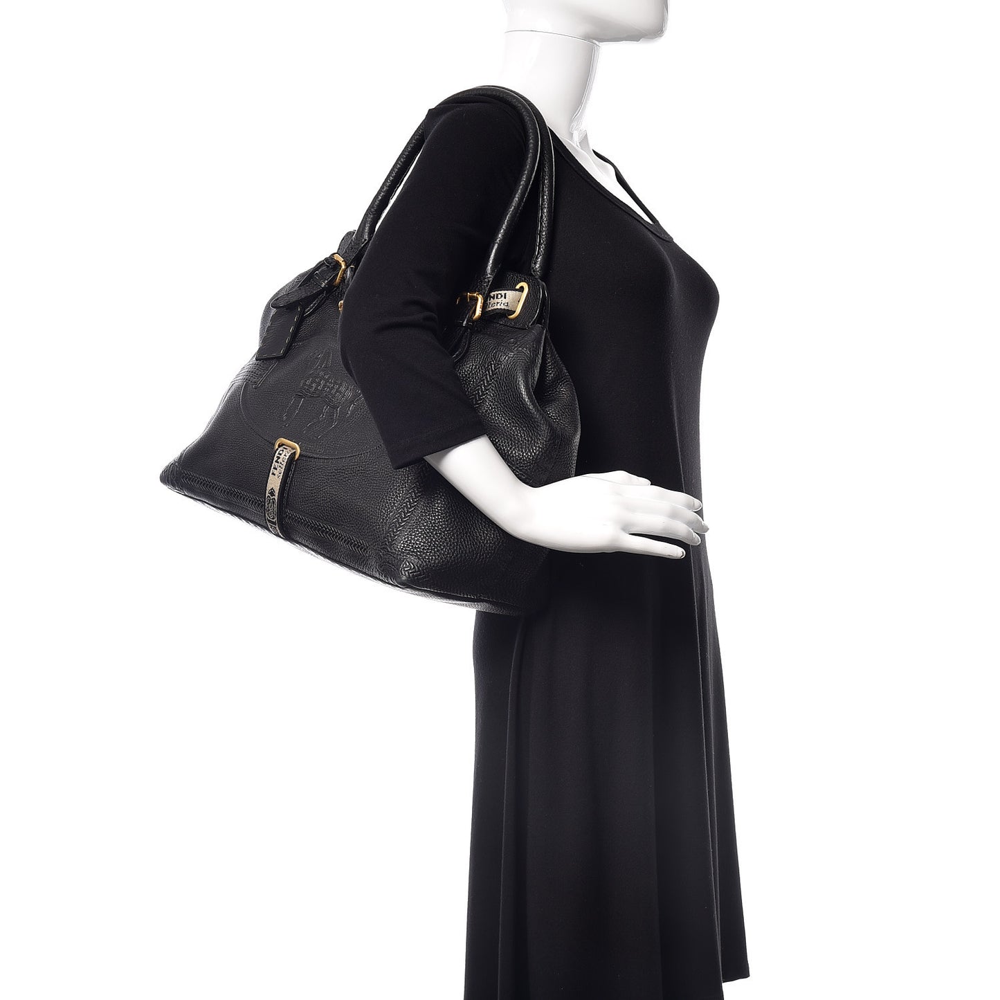 Calfskin Romano Selleria Large Villa Borghese Tote Black