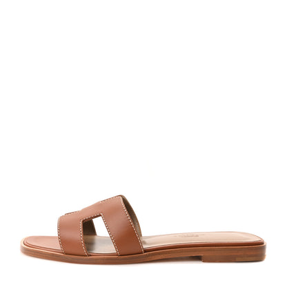 Hermes Box Calfskin Oran Sandals 35 Gold 1 of 10