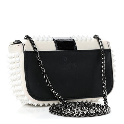 Christian Louboutin Calfskin Spikes Sweety Charity Shoulder Bag White Black 2 of 5