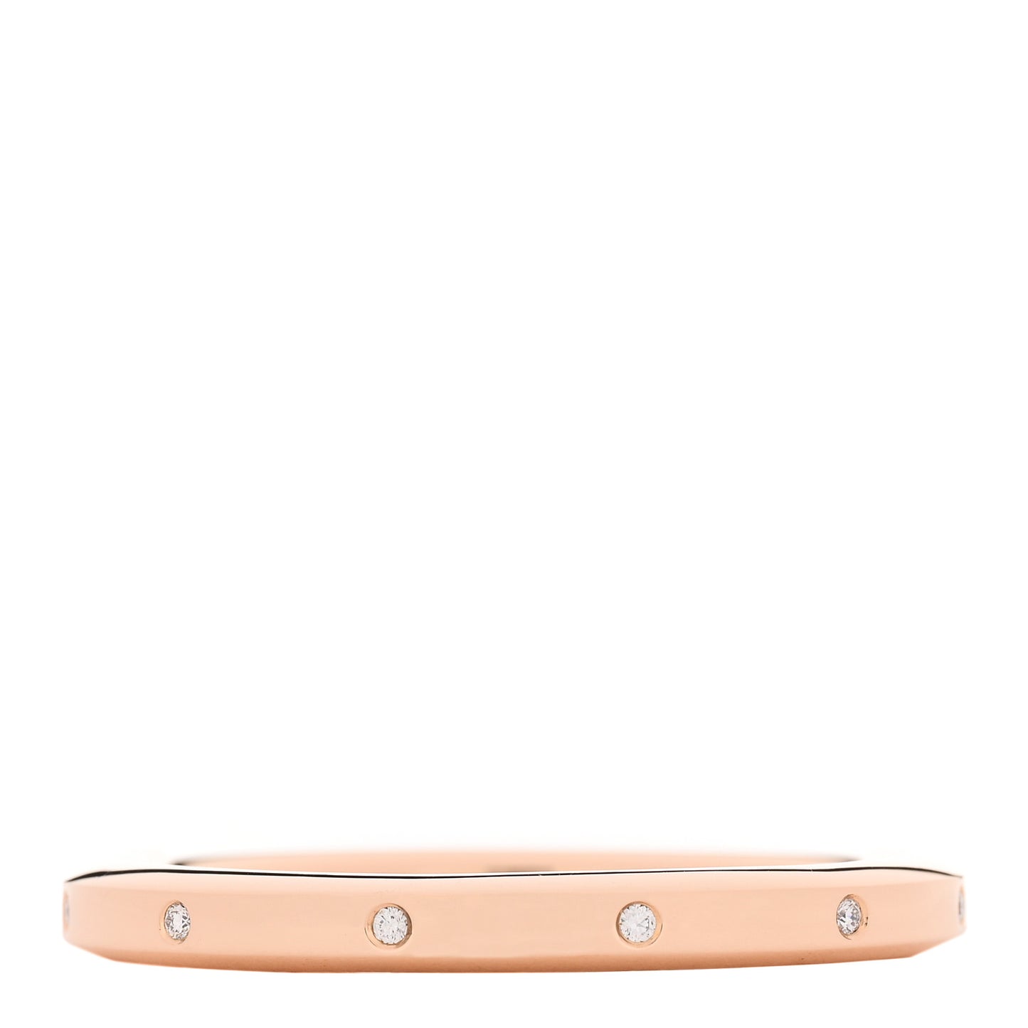 18K Rose Gold Diamond Tiffany Lock Bangle Bracelet