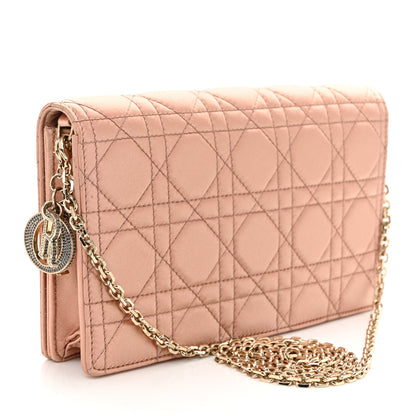 Christian Dior Satin Crystal Cannage Lady Dior Pouch Nude 4 of 11