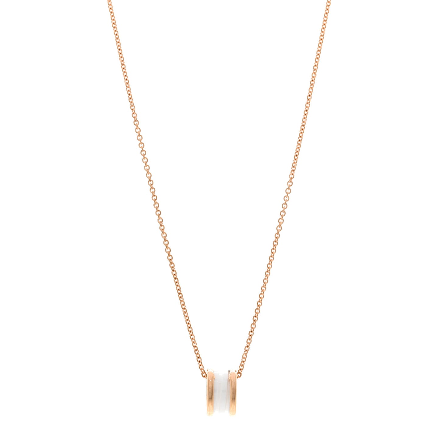 18K Rose Gold White Ceramic B.Zero1 Pendant Necklace