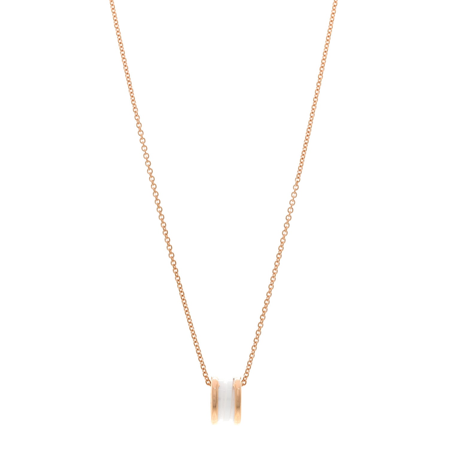 Bulgari 18K Rose Gold White Ceramic B.Zero1 Pendant Necklace 1 of 5