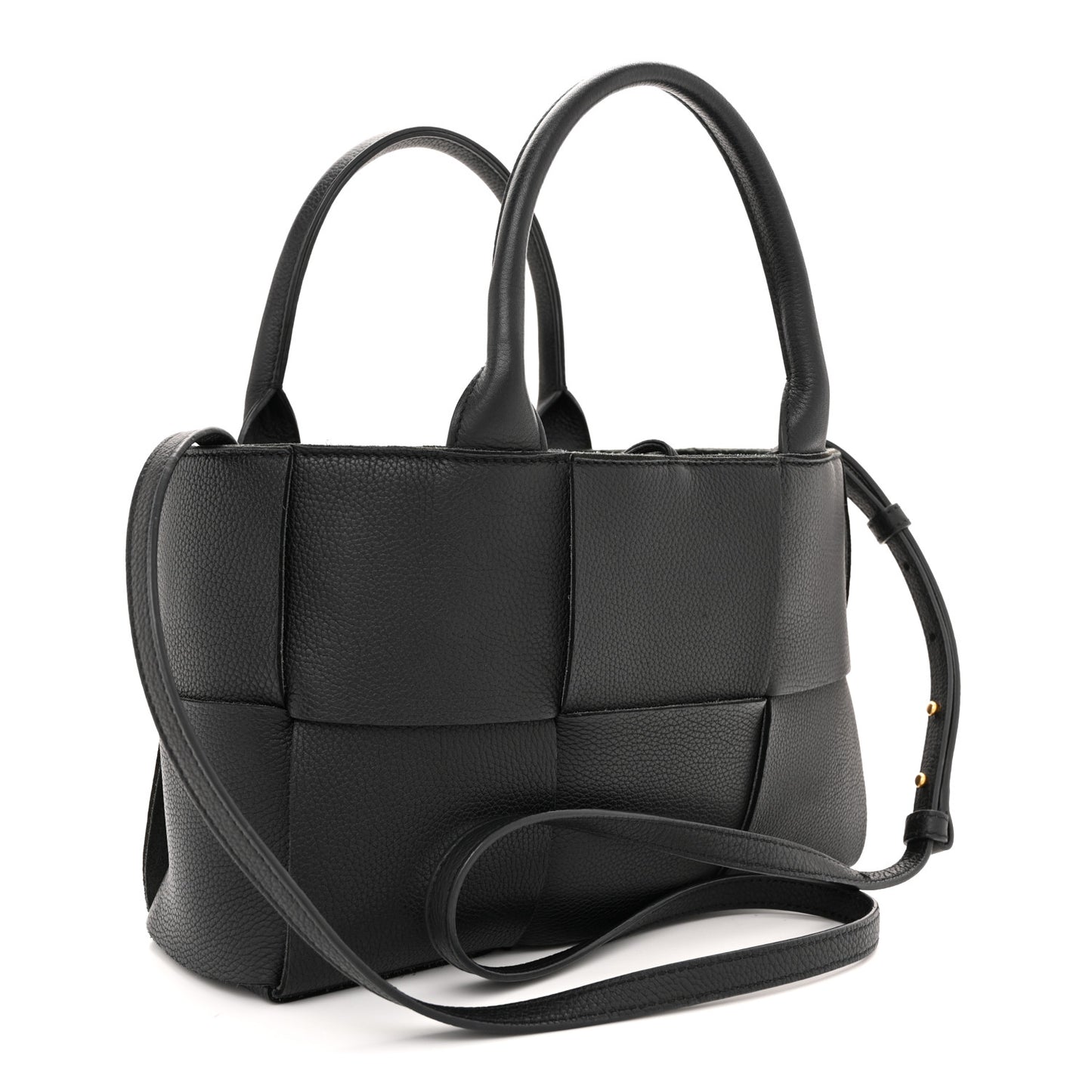 Grained Calfskin Maxi Intrecciato Mini Arco Tote Black