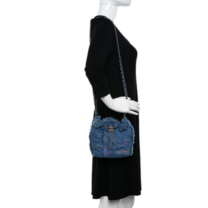 Chanel Denim Quilted Small Mood Bucket With Chain Blue Multicolor 2 of 11