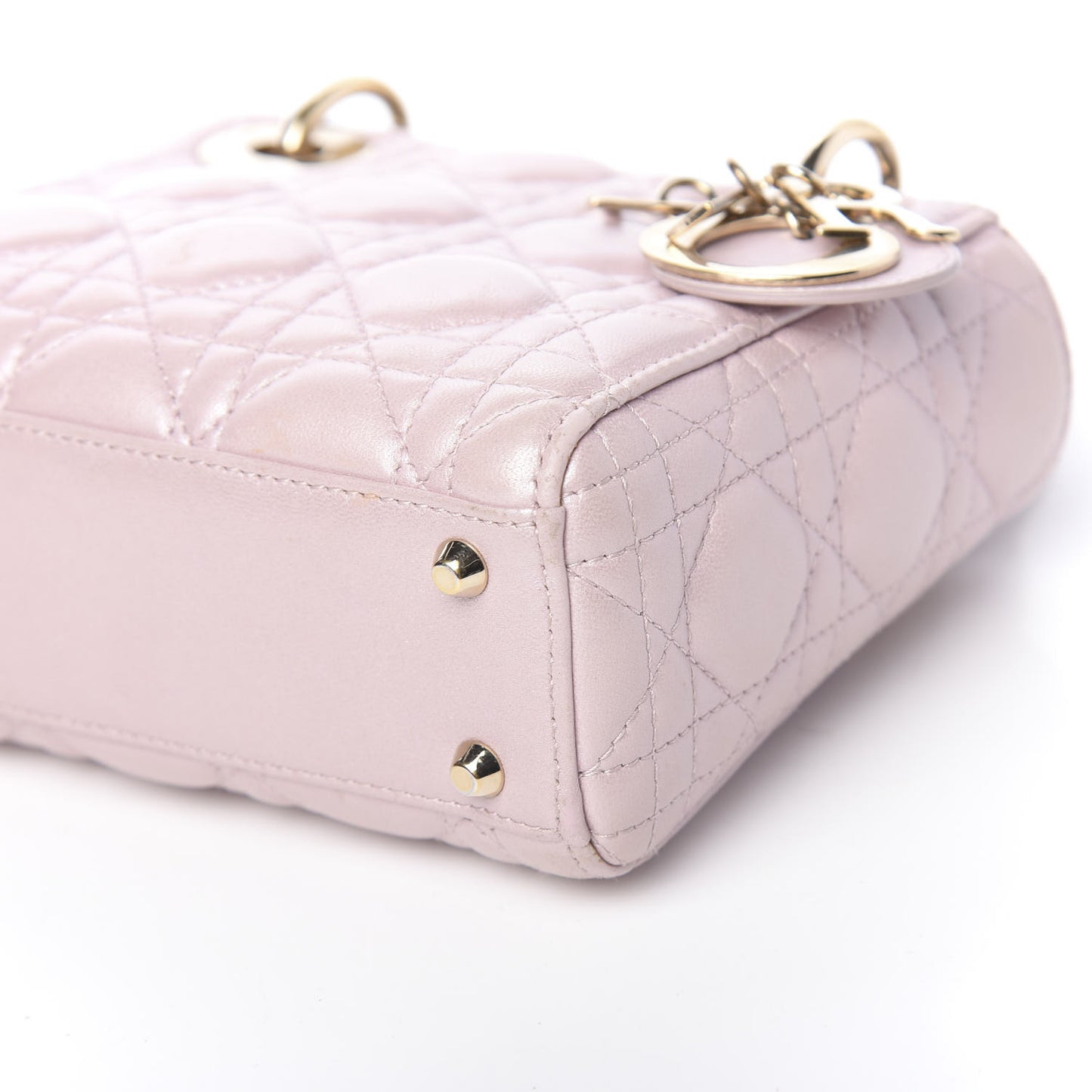 Metallic Lambskin Cannage Mini Lady Dior Lotus