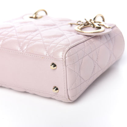 Christian Dior Metallic Lambskin Cannage Mini Lady Dior Lotus 10 of 12