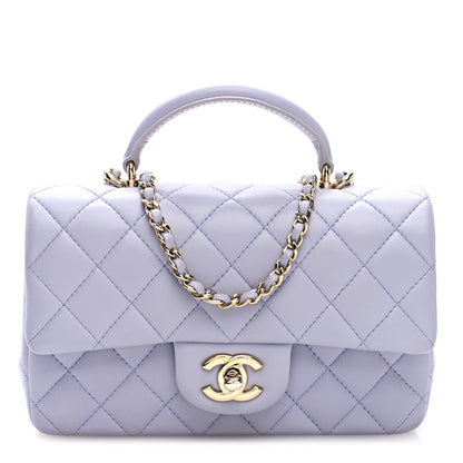 Chanel Lambskin Quilted Mini Top Handle Rectangular Flap Light Purple 1 of 10