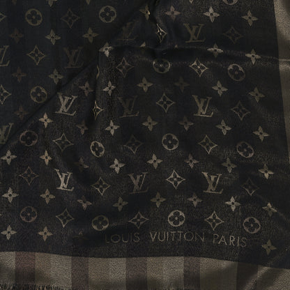 Louis Vuitton Silk Lurex Wool So Shine Monogram Shawl Black 2 of 3