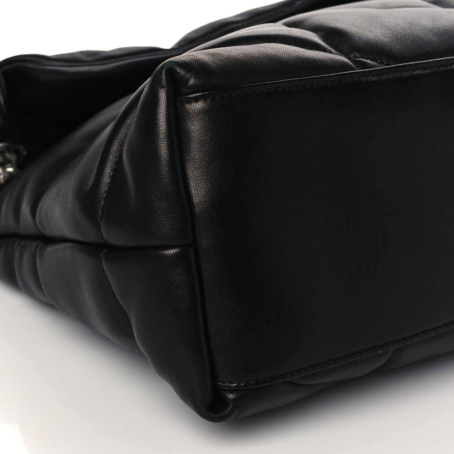 Lambskin Quilted Medium Loulou Puffer Monogram Chain Satchel Black