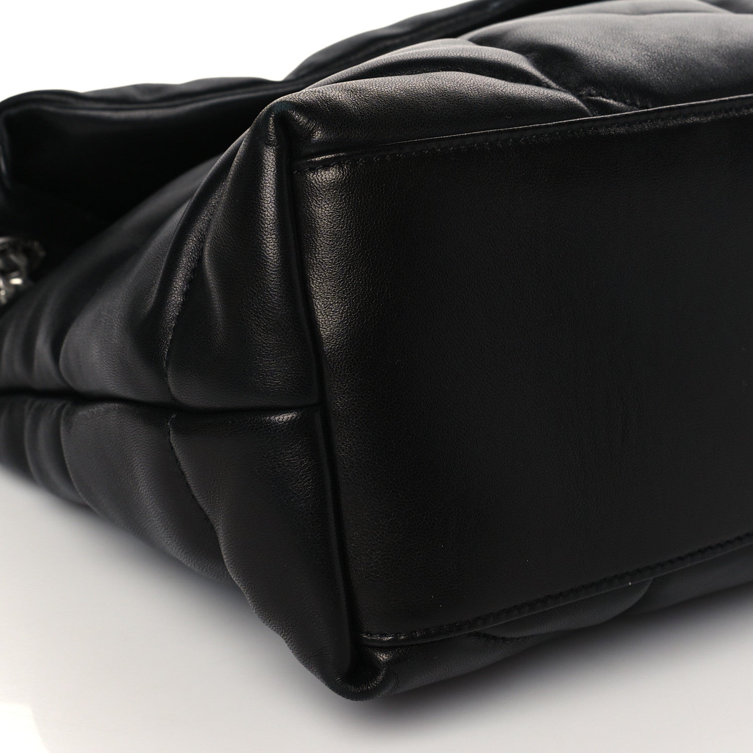 Saint Laurent Lambskin Quilted Medium Loulou Puffer Monogram Chain Satchel Black 9 of 10