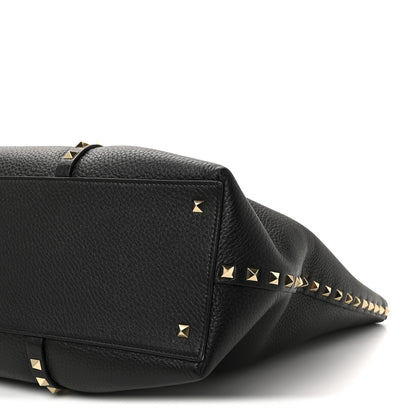 Valentino Garavani Grained Calfskin Rockstud Shopping Bag Black 9 of 9