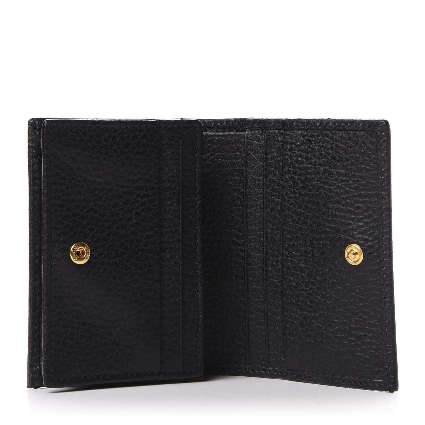 Pebbled Calfskin GG Marmont Card Case Black