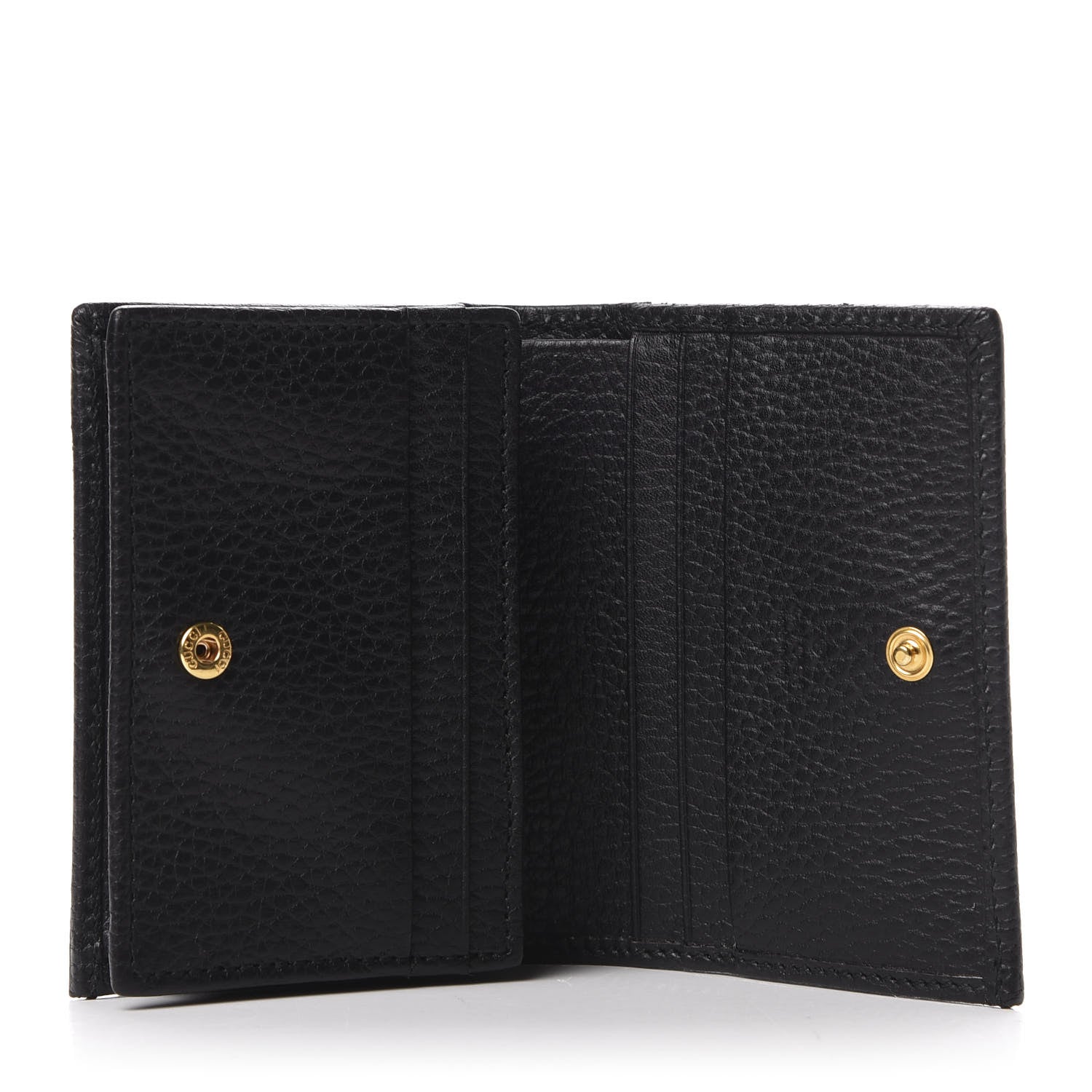 Gucci Pebbled Calfskin GG Marmont Card Case Black 5 of 9