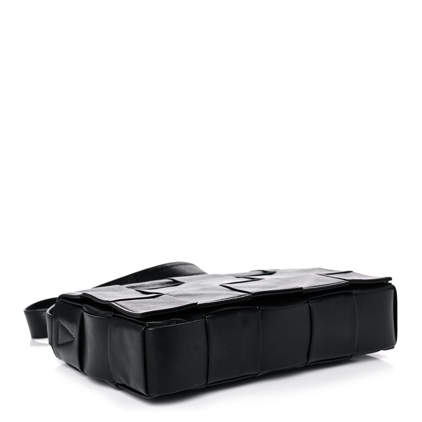 Paper Calfskin Maxi Intreccio Cassette Crossbody Bag Black